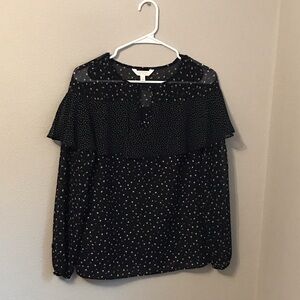 LC Lauren Conrad Black and White Polka Dot Blouse